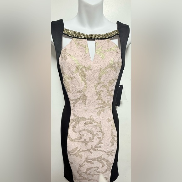 Jax Nude and Blaxk Mini Dress - Picture 2 of 10
